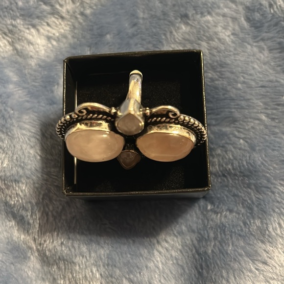 Size 7-1/2 Ring with Milky Stones - Picture 2 of 3